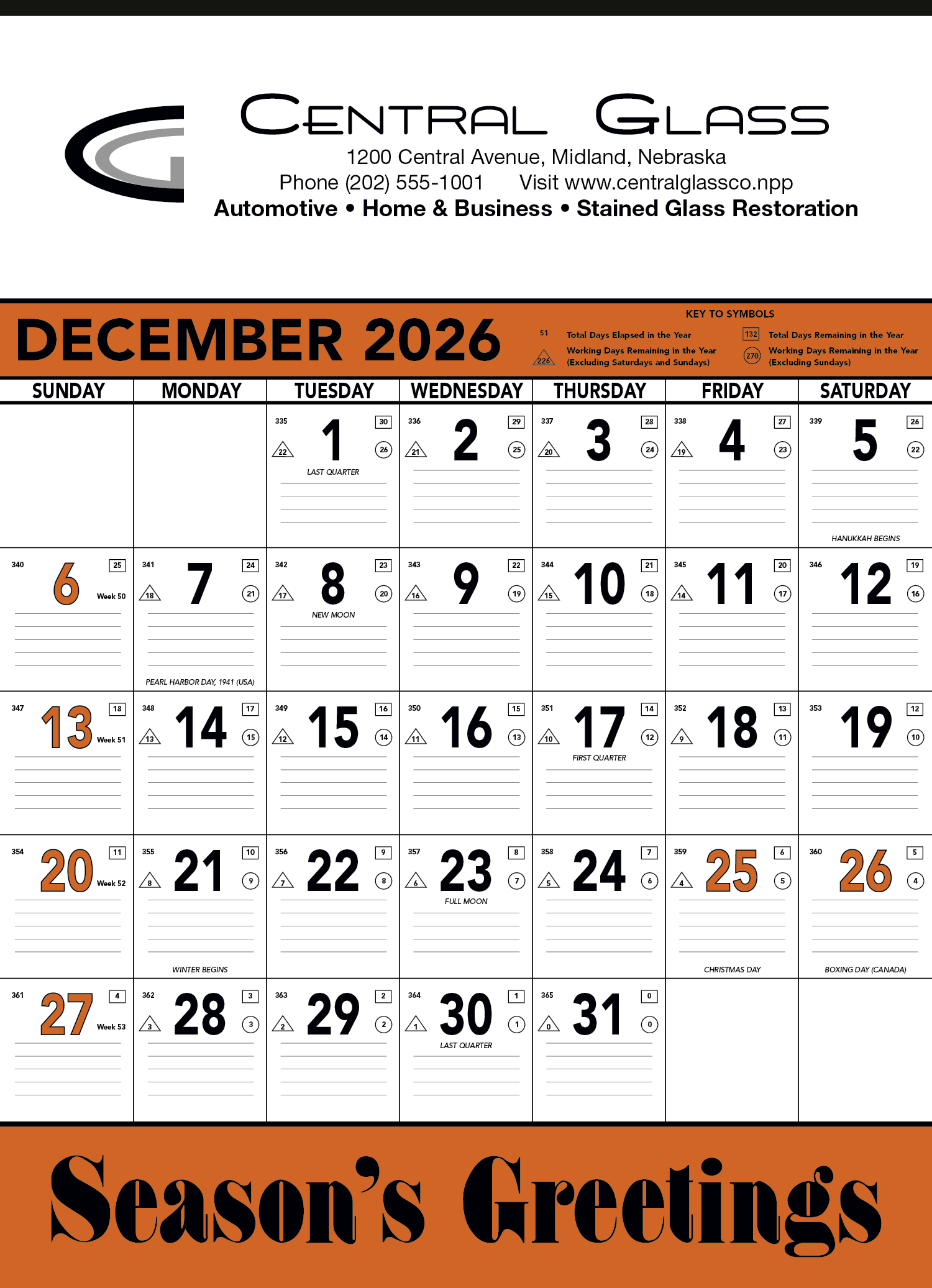 Triumph® Calendars Orange & Black Contractor Memo Calendar 9