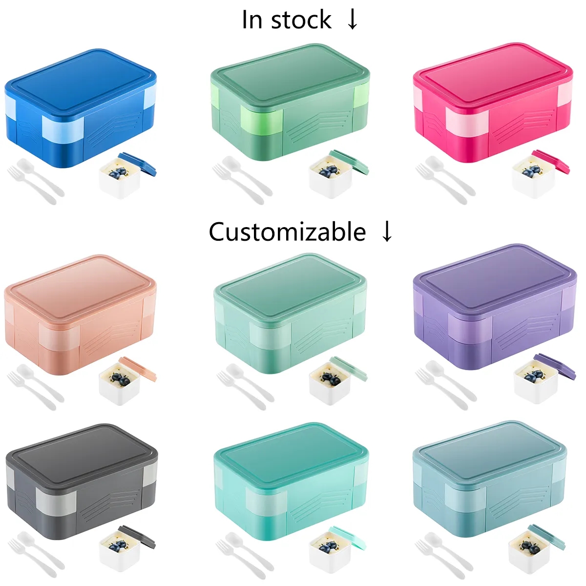 Double Bento Lunch Box with Leakproof Sauce Containers 7