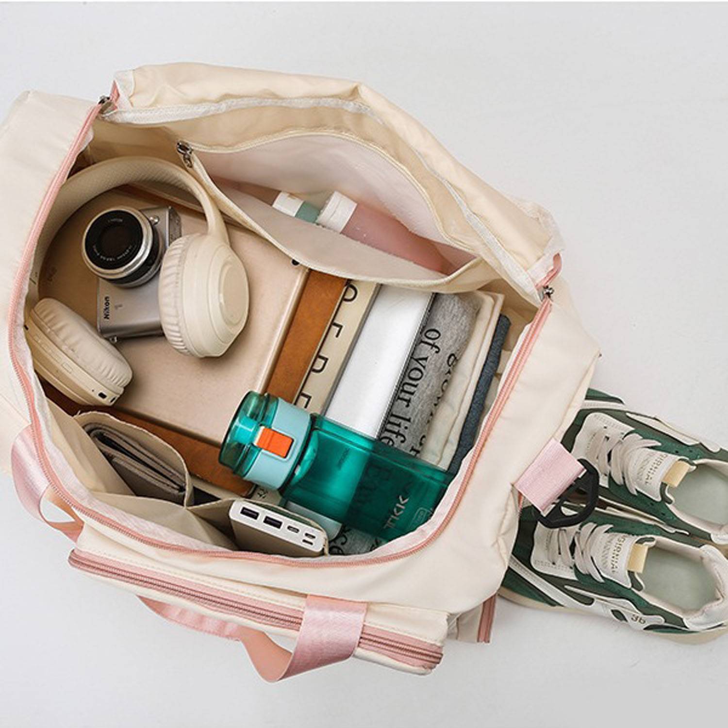 Lightweight Large Capacity Oxford Travel Bag w/ Shoe Pocket 7