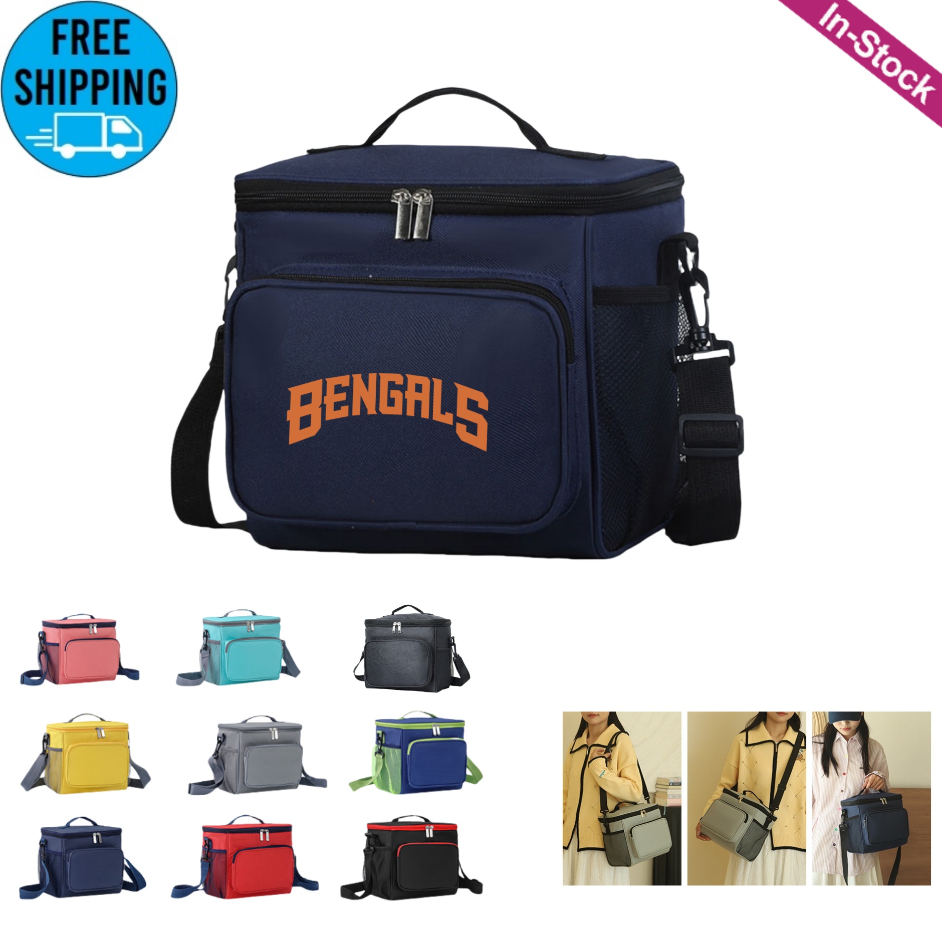 Insulated Reusable Lunch Bag with Adjustable Shoulder Strap 3