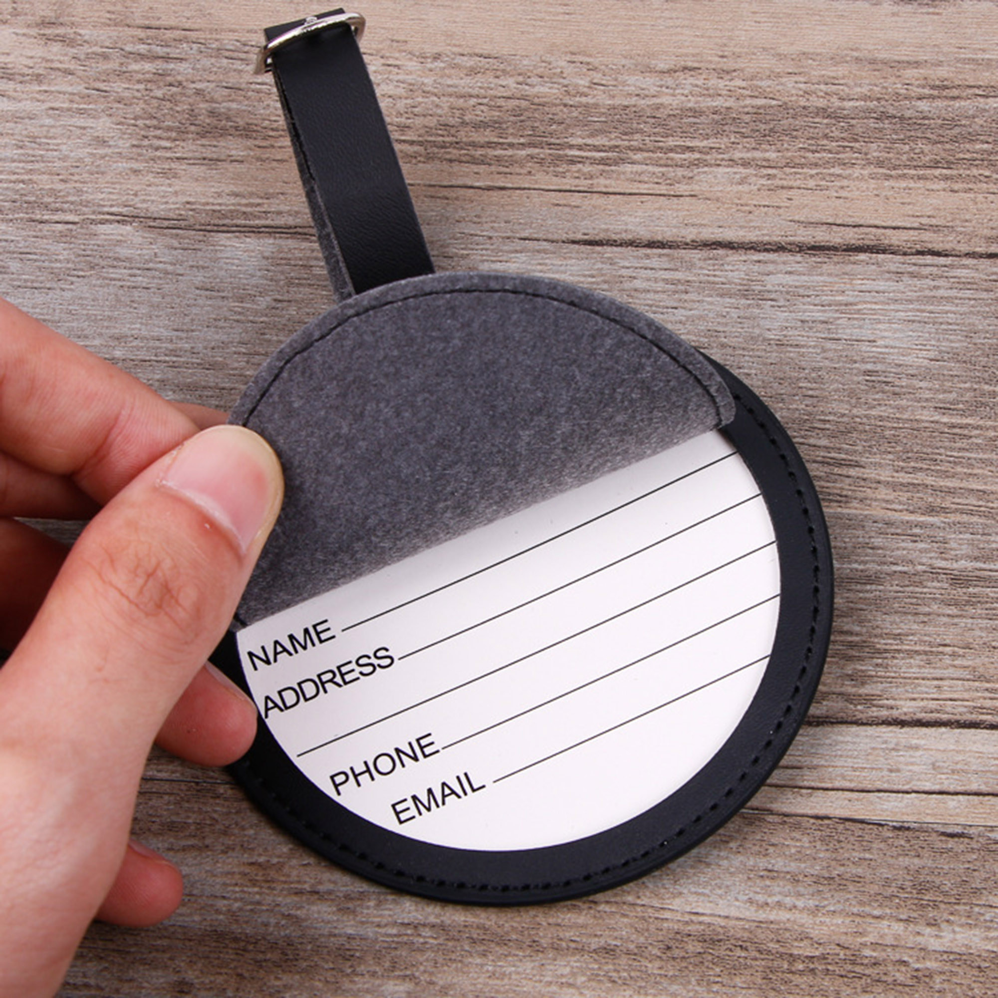 PU Leather Round Luggage Tag for Suitcase 4