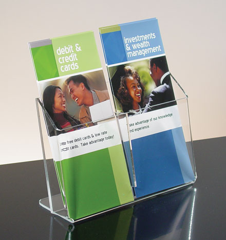 1-tiered 2 pocket Countertop Brochure Holder