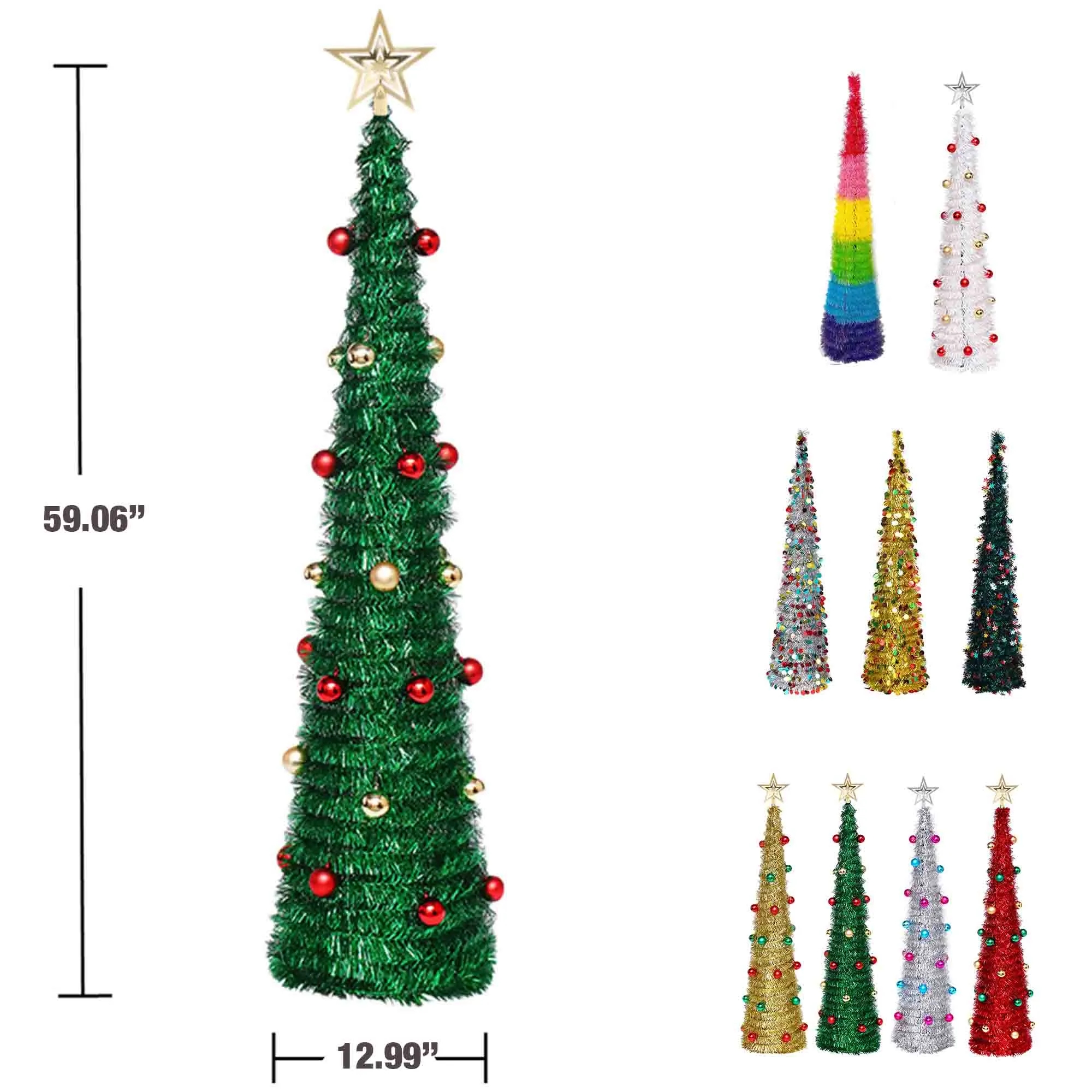 Large Star Sequins Collapsible Tinsel Christmas Tree