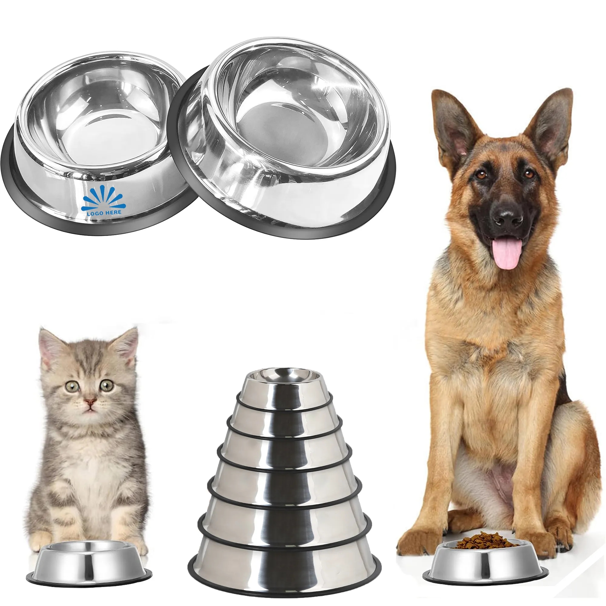 MOQ20 Stainless Steel Anti-Slip Pet Bowl