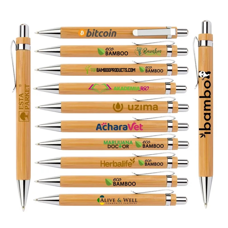 BAMBOO BALLPOINT PEN WITH METAL TRIMS 8