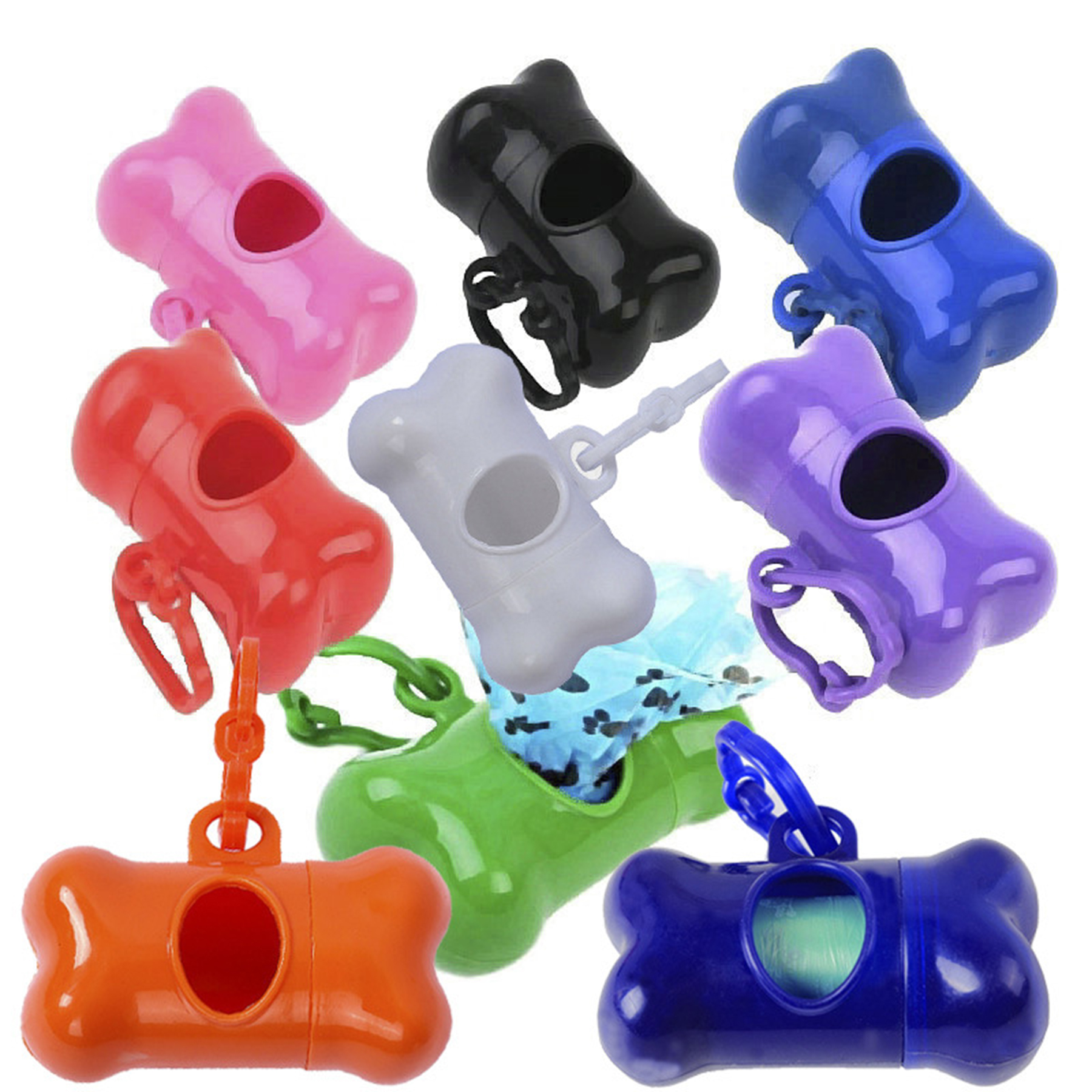 Bone Shaped Pet Bag Dispenser With Carabiner 2