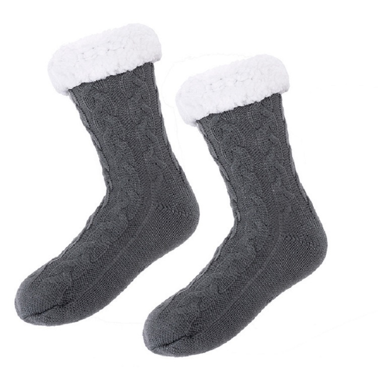 Sherpa Lined Fuzzy Feet Crew Socks with Grip 5