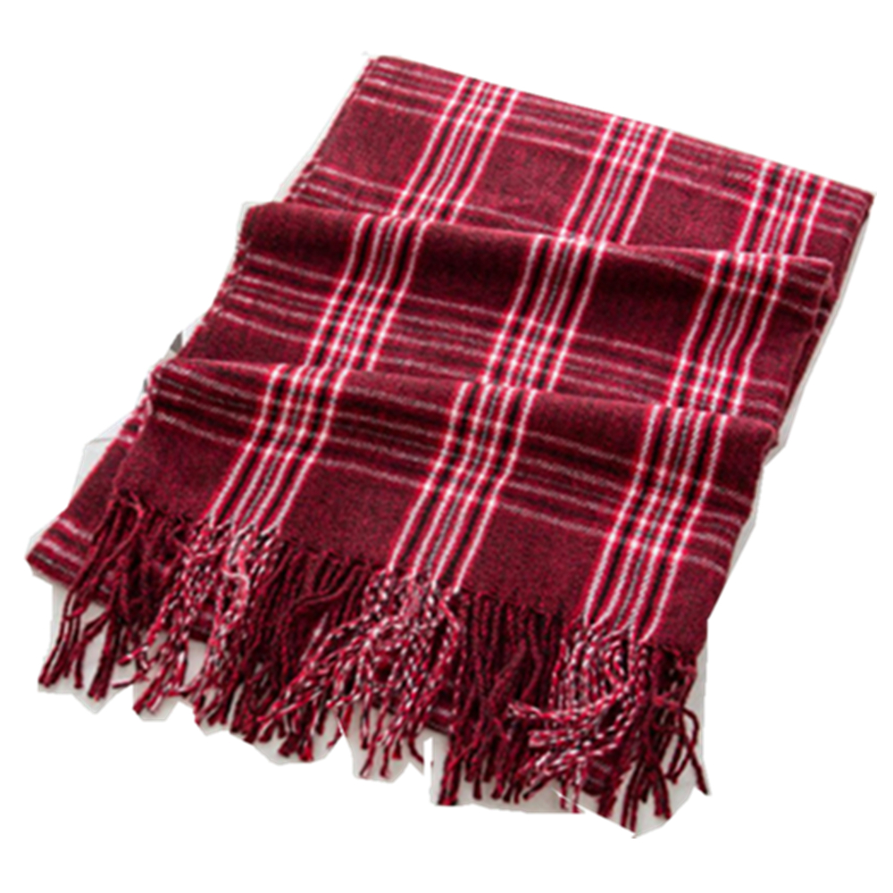 Tassel Plaid Pattern Imitation Cashmere Scarf 6