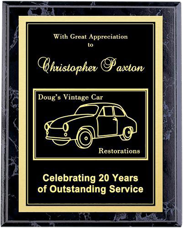 USA Black Marbled Finish Double Plate Engraved Award Plaque