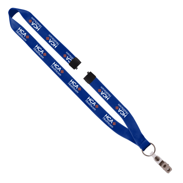 3/4" Polyester Lanyard with Sewn Silver Metal Split-Ring 148