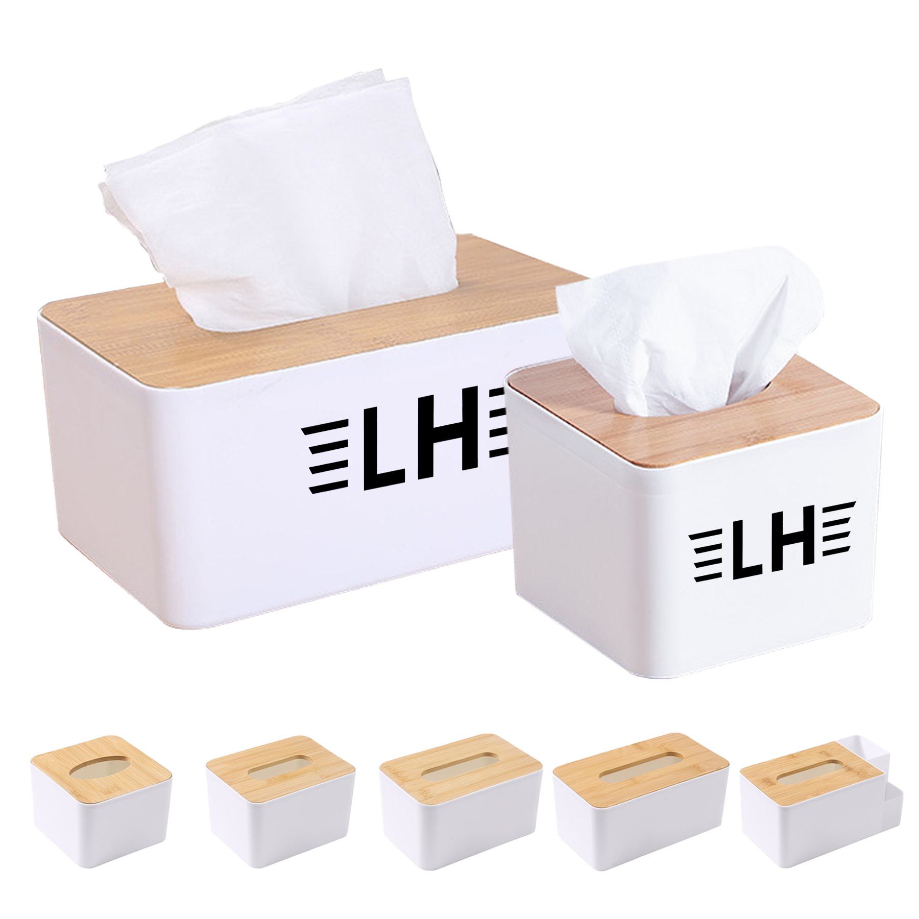 Desktop Tissue Box with Wood Cover 1