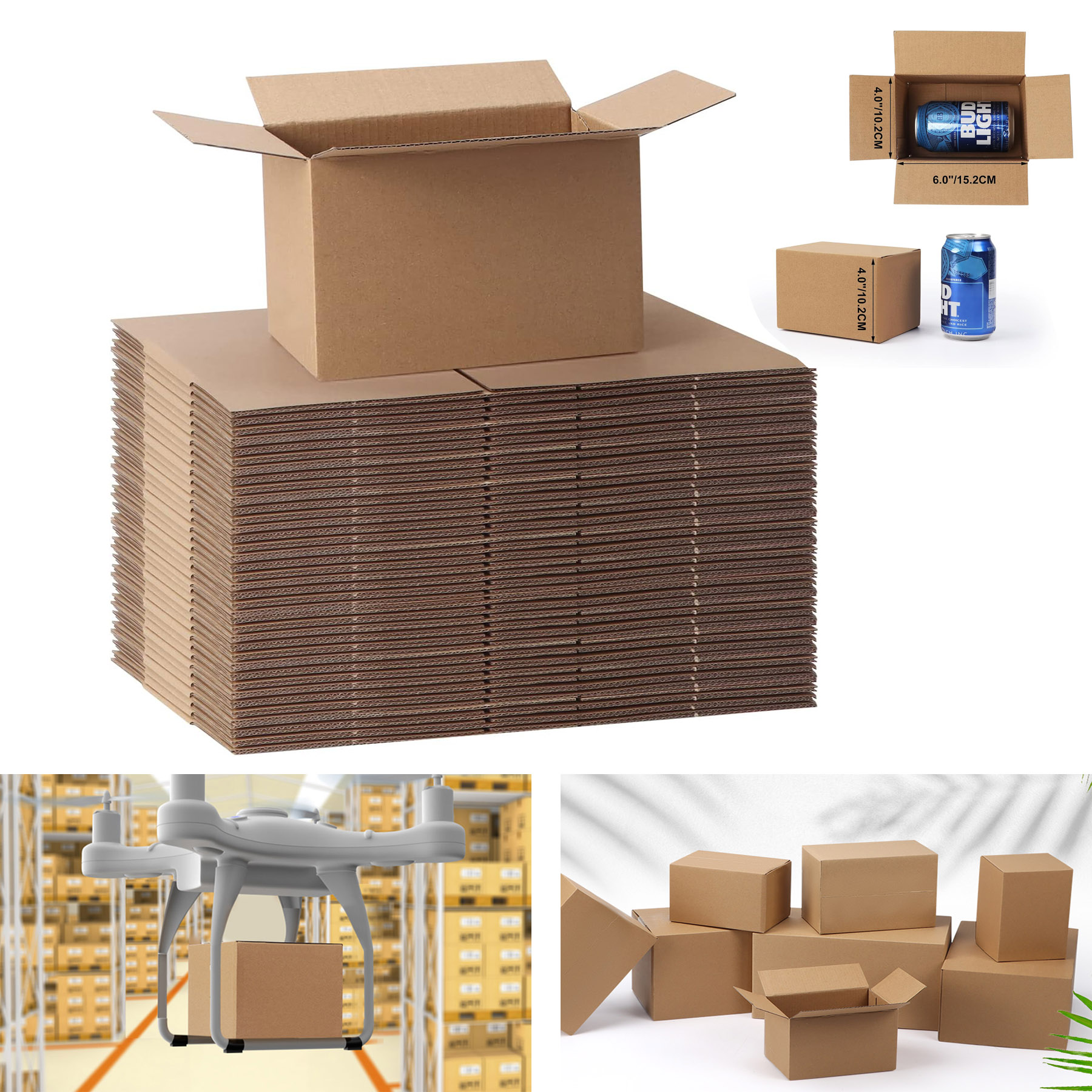 Small Business 6x4x4 Inches Shipping Corrugated Cardboard Packaging Box