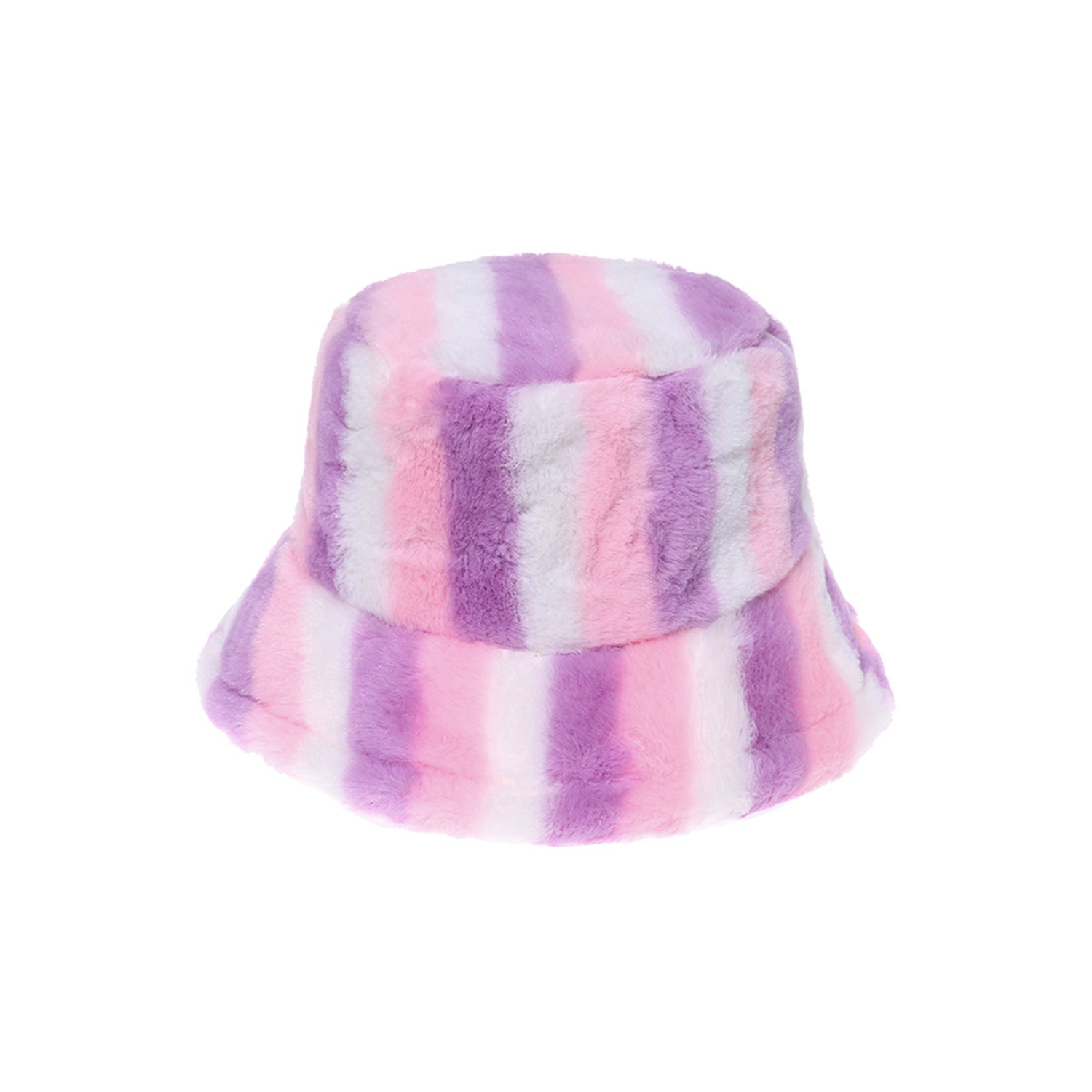 Winter Cute Rainbow Fluffy Bucket Hat 2