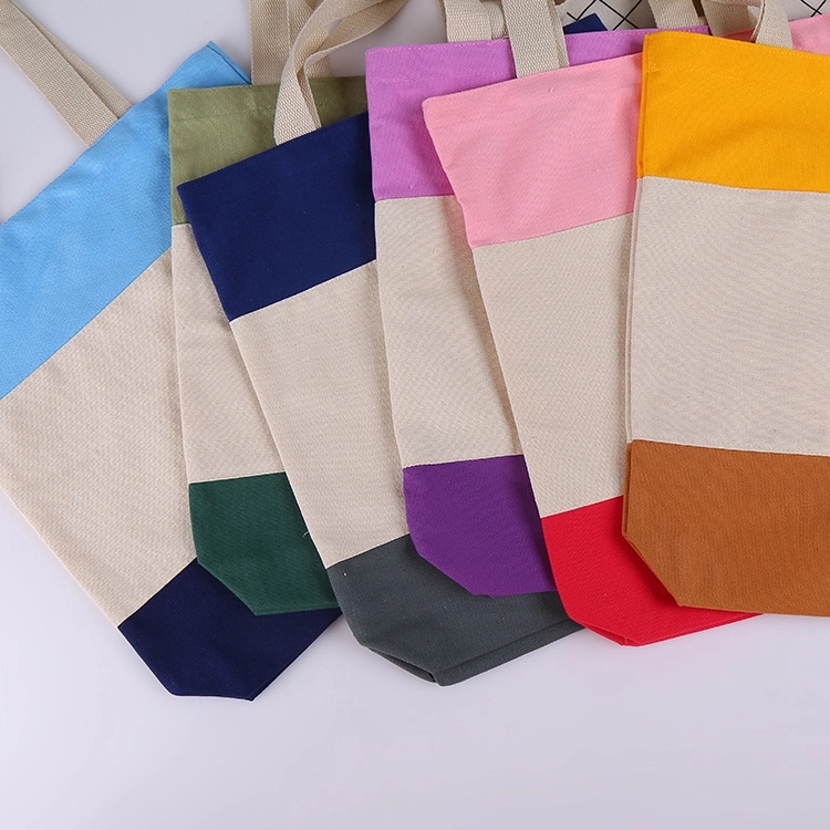 Custom Color-Blocking Canvas Shopping Handbag & Tote Bag 8