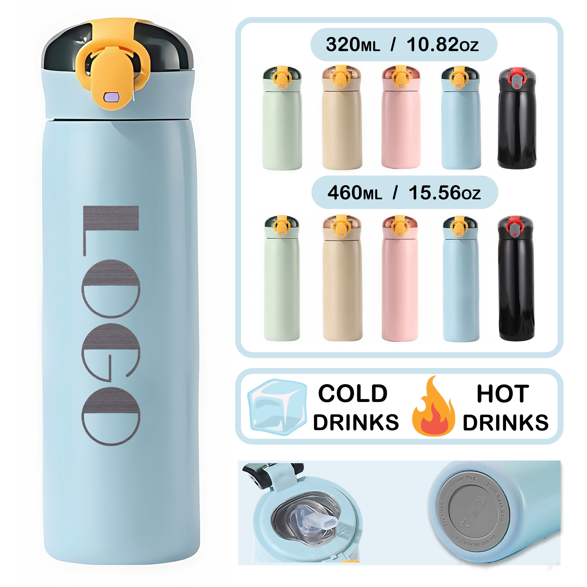 Business-Grade Portable Stainless Steel Thermos, custom water bottle with logo imprint 2