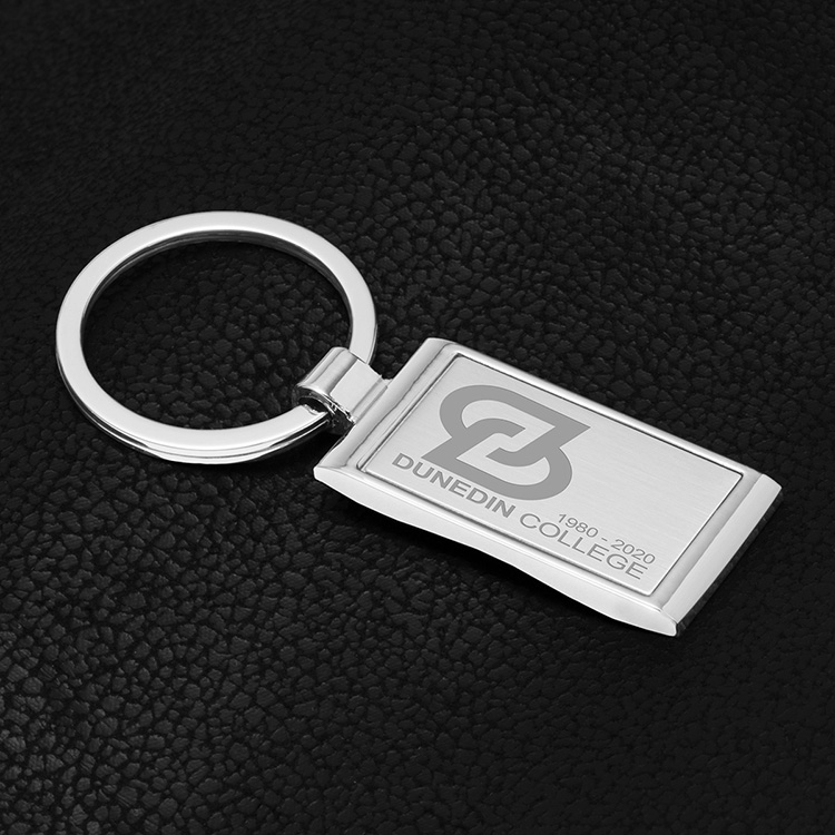 "Geo" Economy Laser Engraved Metal Keyholder w/ Dome Imprint