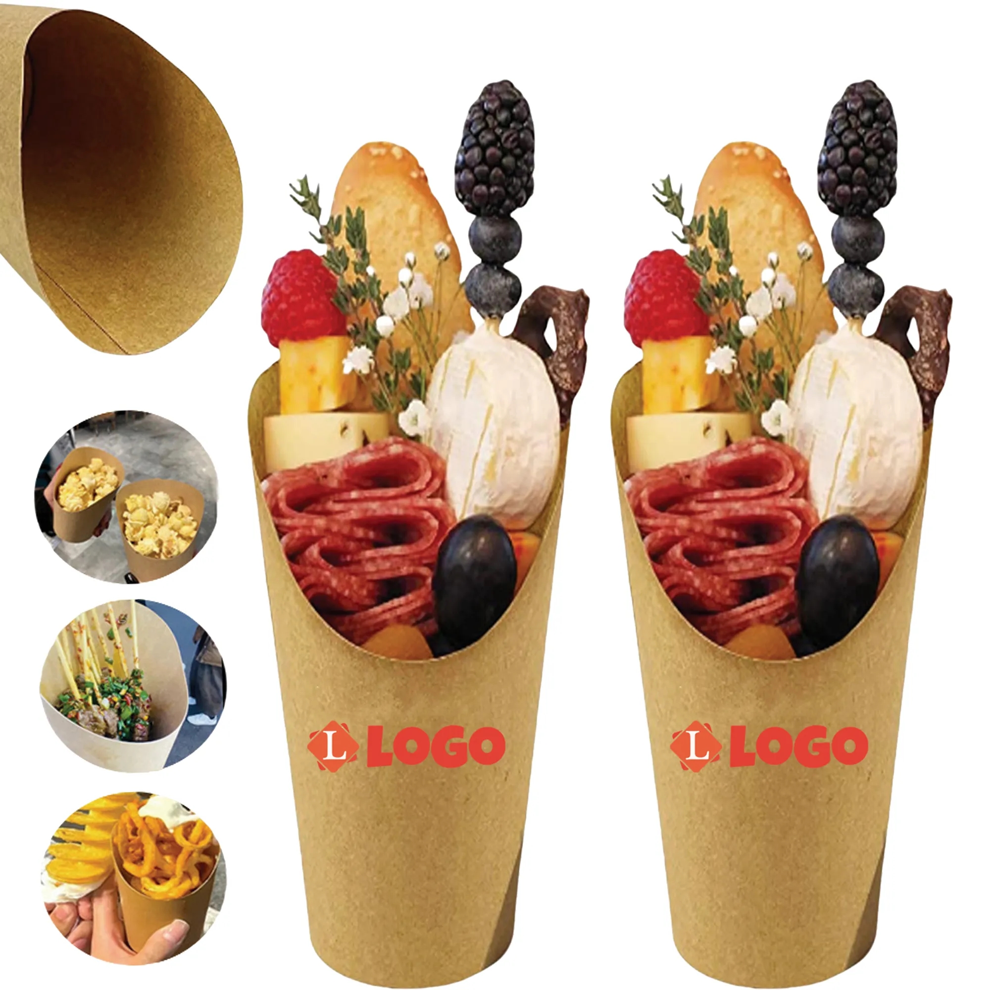 12 Oz Disposable Brown Paper Ice Cream Cone Cup 2