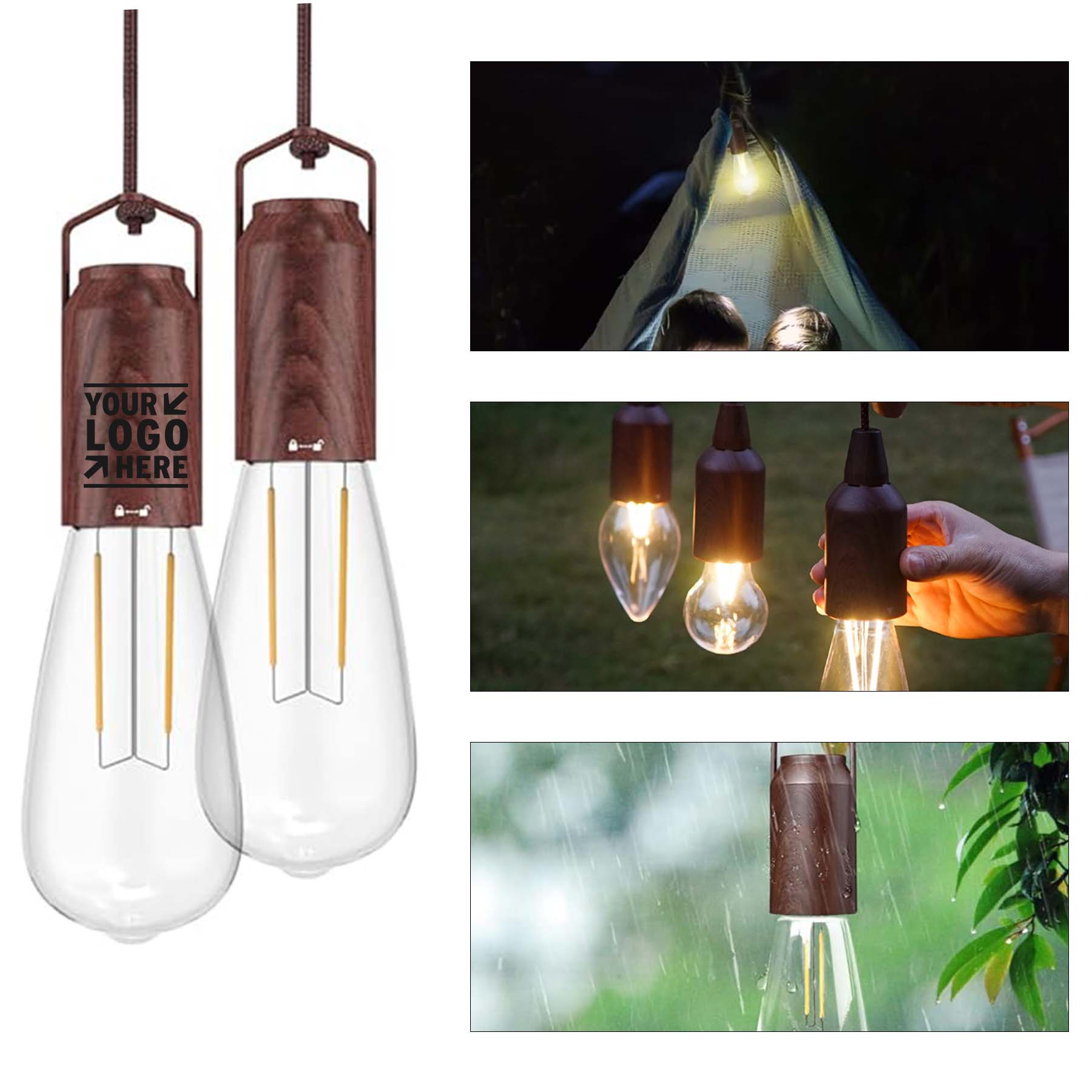 Rechargeable Warm Tent Light Bulb Portable Outdoor Hanging Vintage LED Camping Emergency Lantern 2