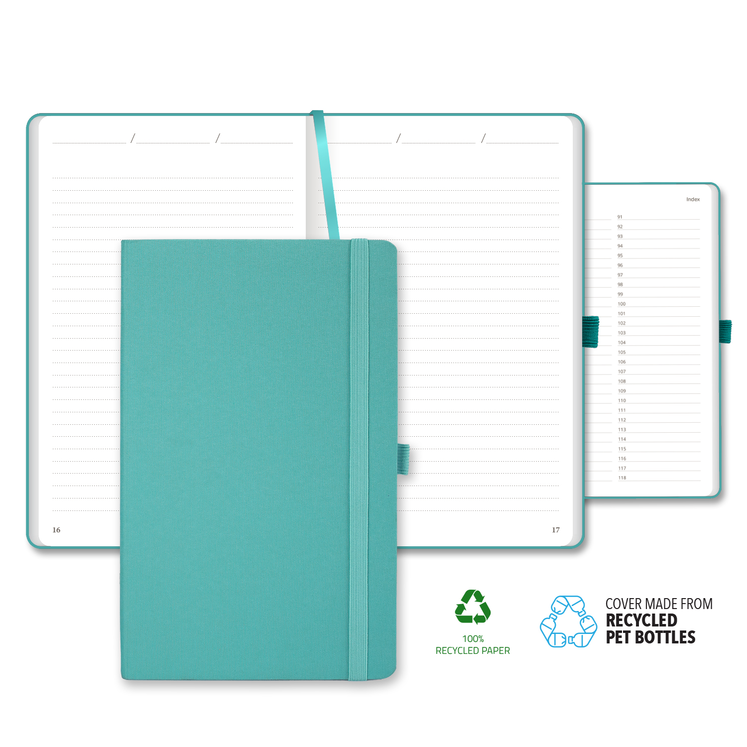 Castelli Oceano ECO rPET Medio Lined Recycled White Page Journal 11