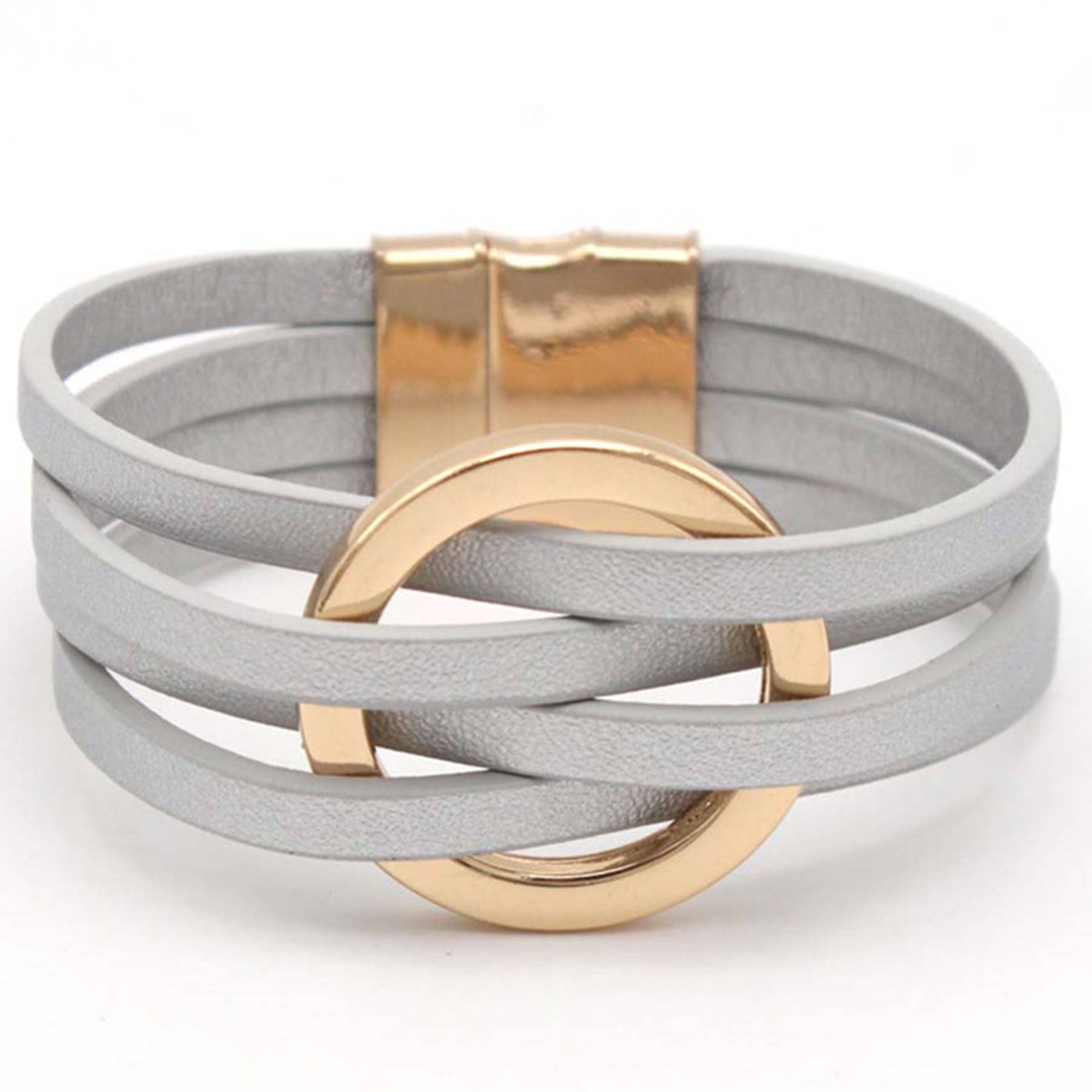PU Multi-layered wristband, large ring cuff bracelet 6