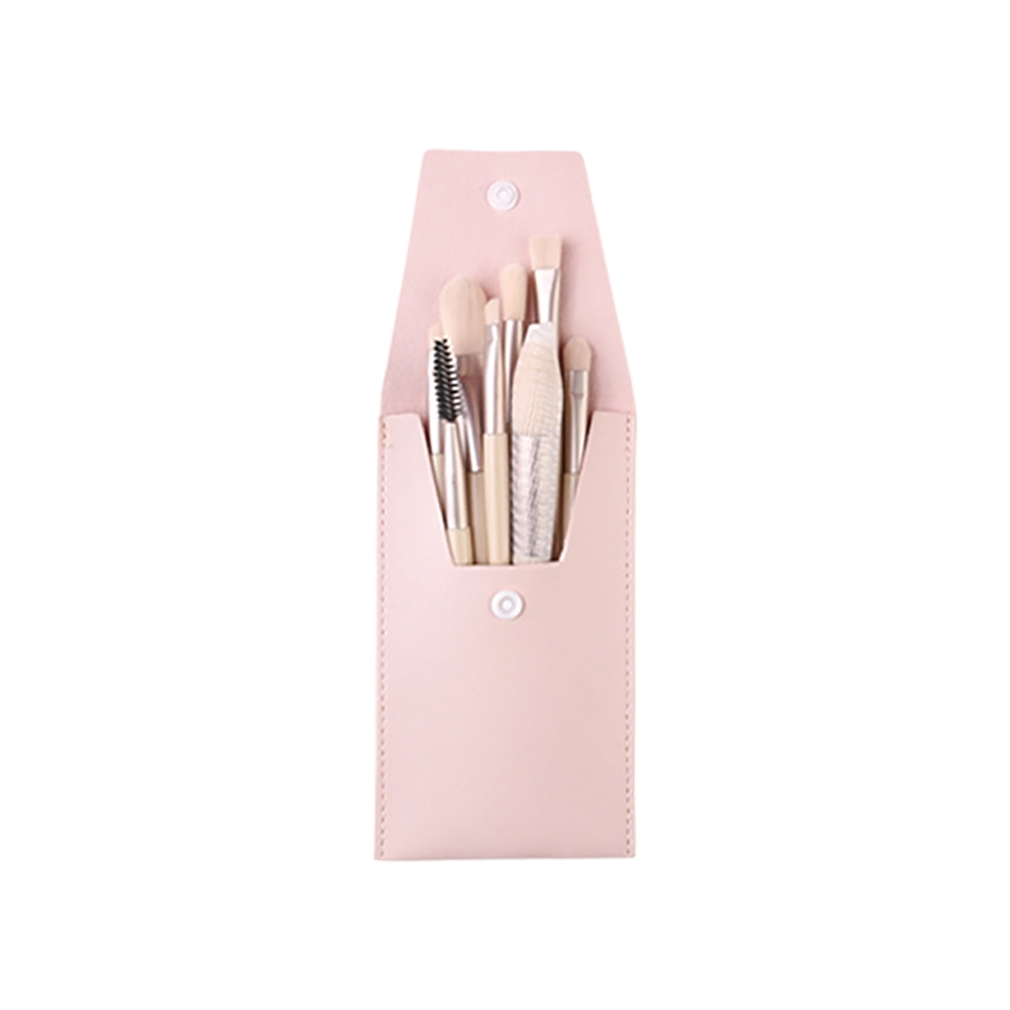 Eight Piece Makeup Brush Set With Zipper Cosmetic Bag 5.12" x 3.15" 7