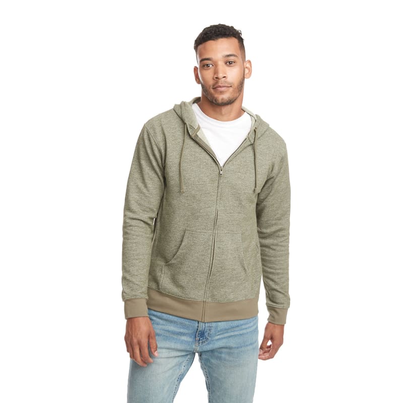 Next Level Apparel Adult Pacifica Denim Fleece Full-Zip Hooded Sweatshirt, custom hoodie or sweatshirt with logo imprint 6