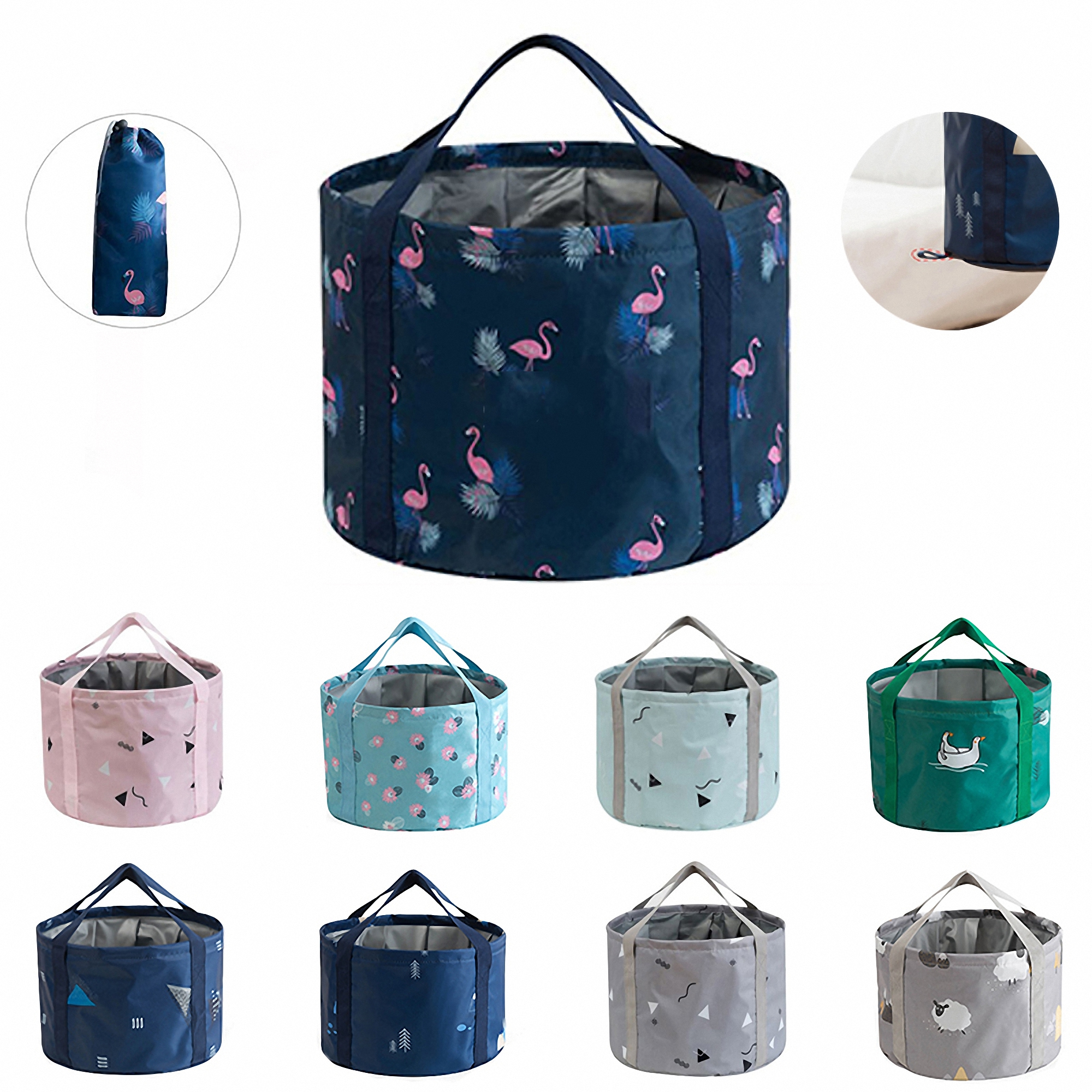 Portable Foldable Nylon Water Bucket with Handle 4