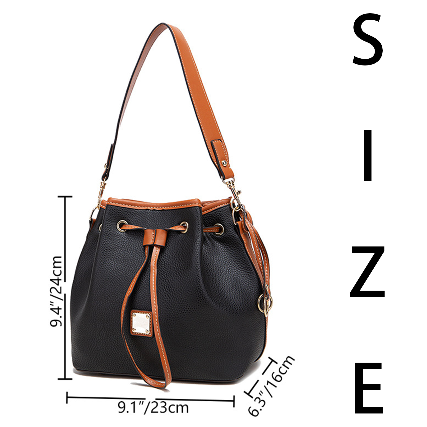 PU Large capacity cross-body bucket bag 2