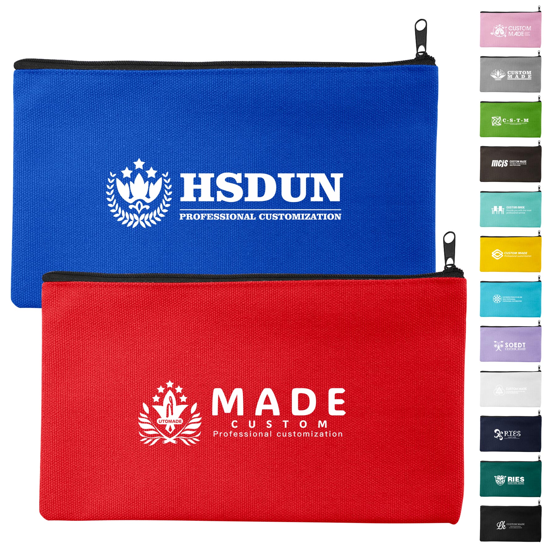 Multi-color Canvas Zipper Pen Case 11