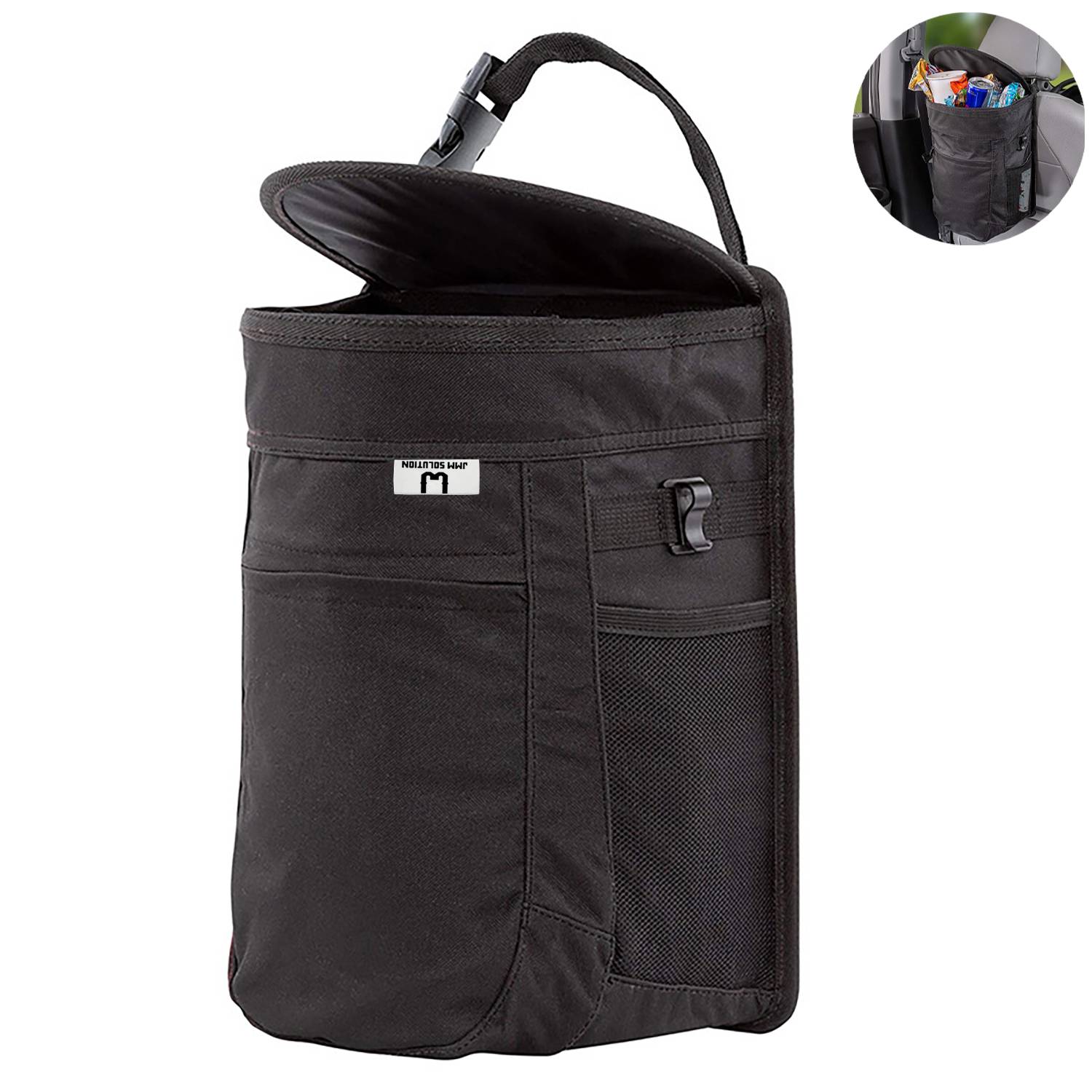 Waterproof Hanging Car Trash Can W/ Leakproof Lid & Liner 1