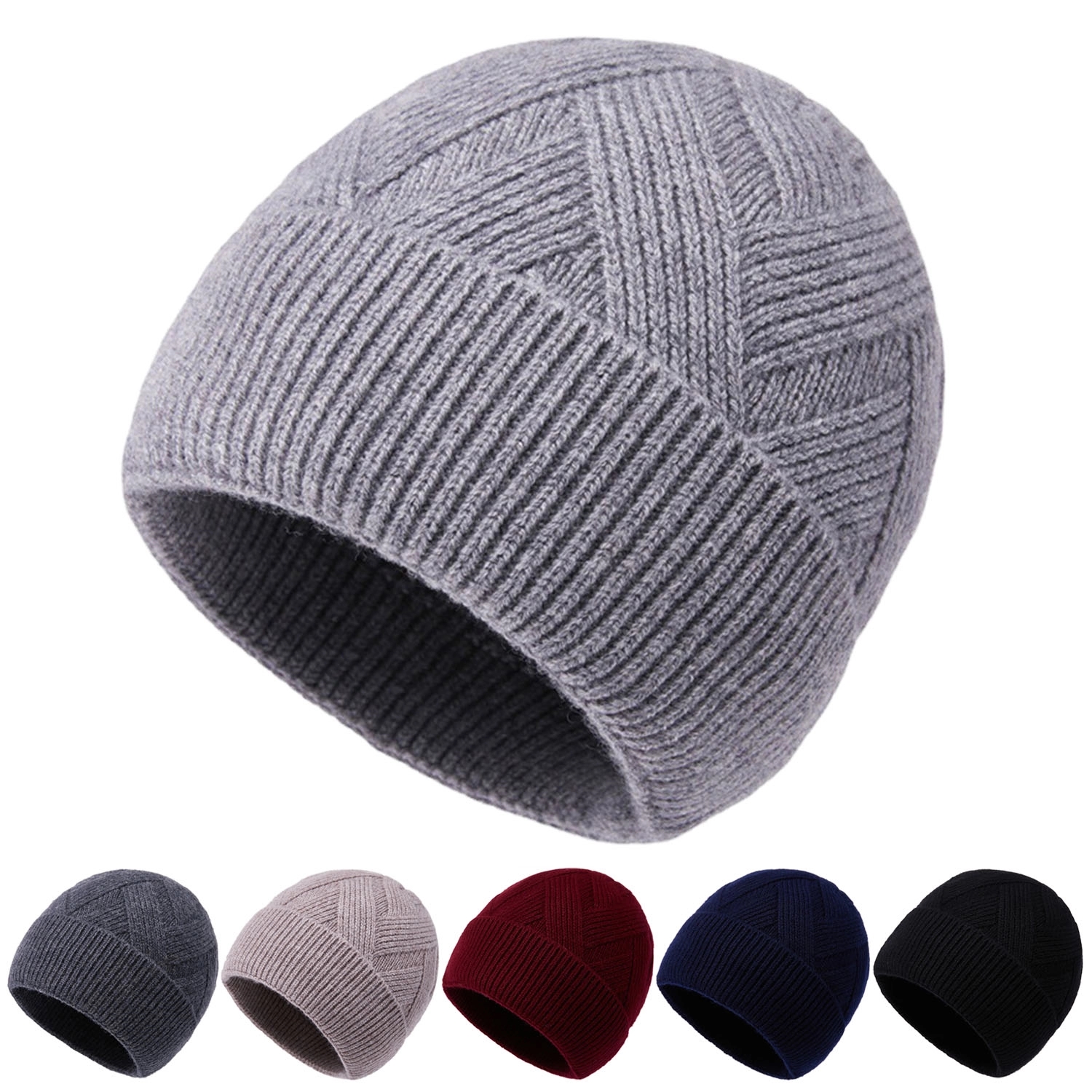 Winter Pure Wool Unisex Knit Hat 2