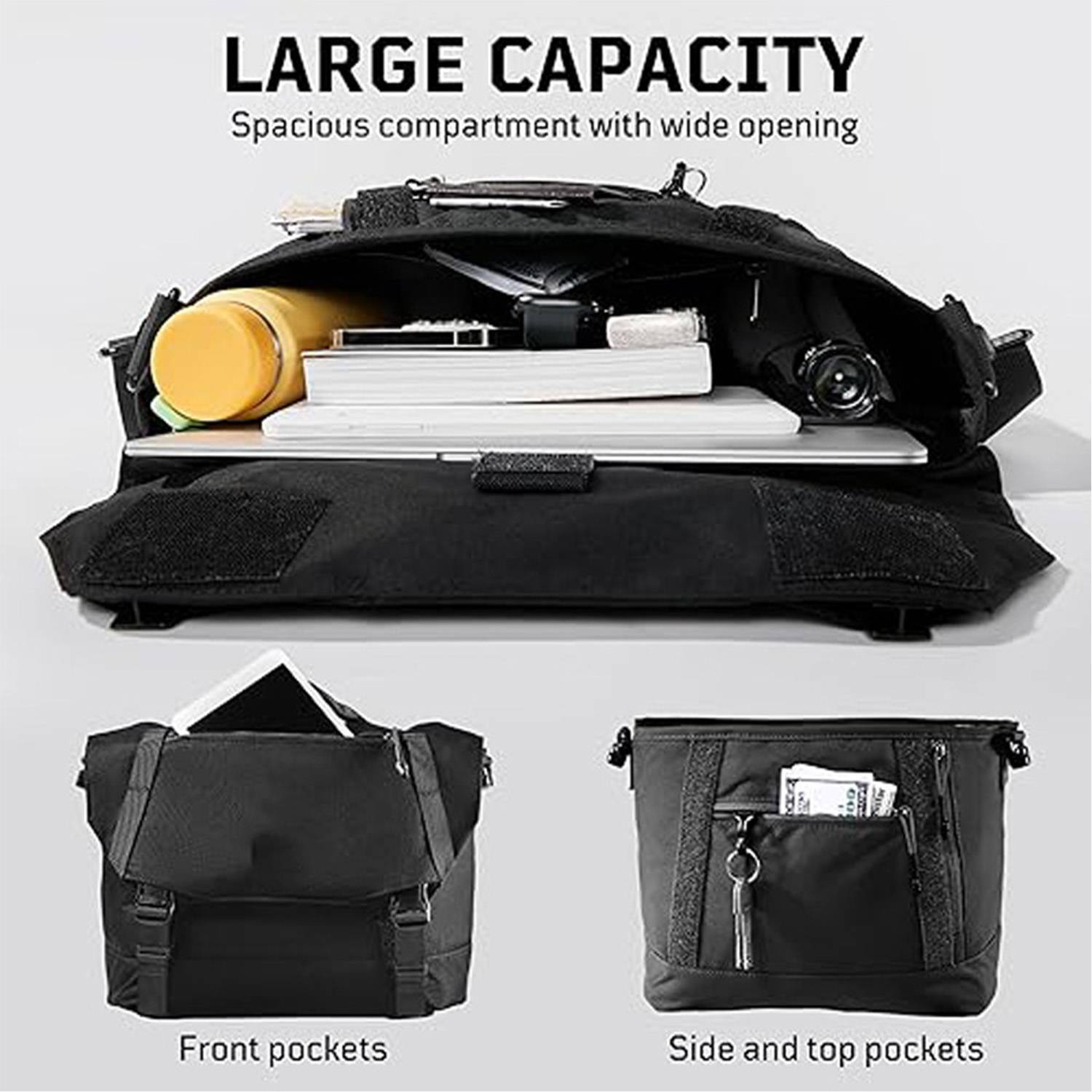 Large Capacity Nylon Messenger Bag w/ Handle for Travel Work 7