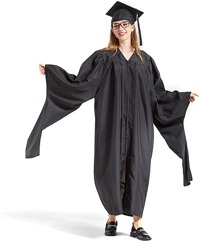 Graduation Master Cap and Gown Unisex Matte Black 1