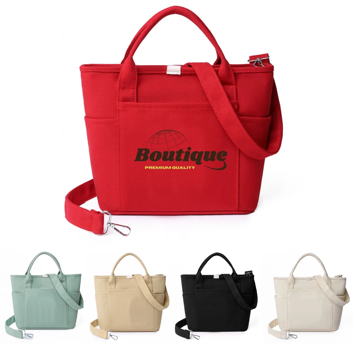 Canvas Tote Bag Women Zipper Crossbody Shoulder Satchel 2