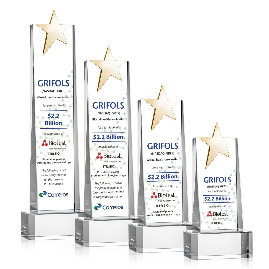 Fanshaw Gold Star VividPrint™ Award on Base - Clear