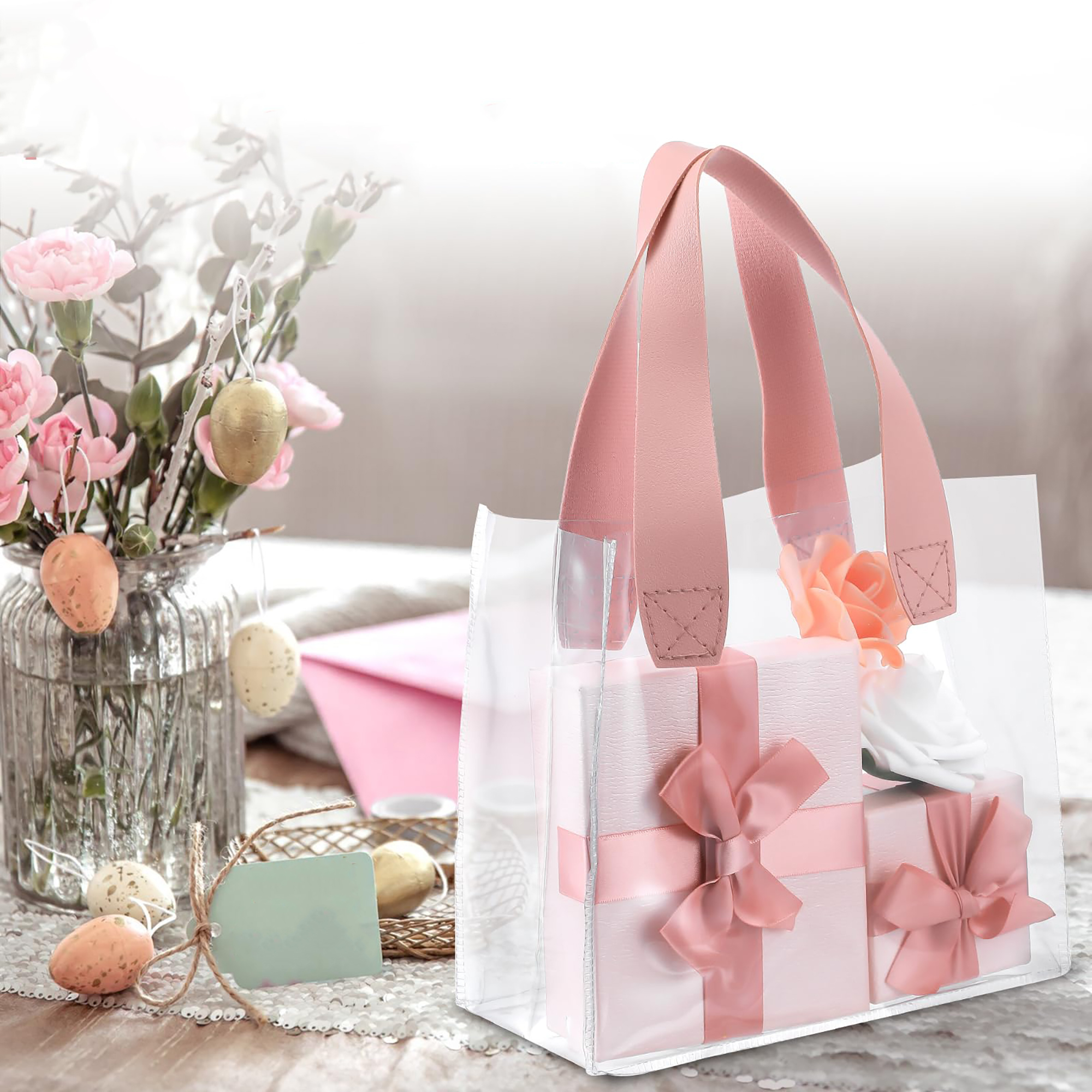 Transparent PVC Tote Bag with PU Handles 7