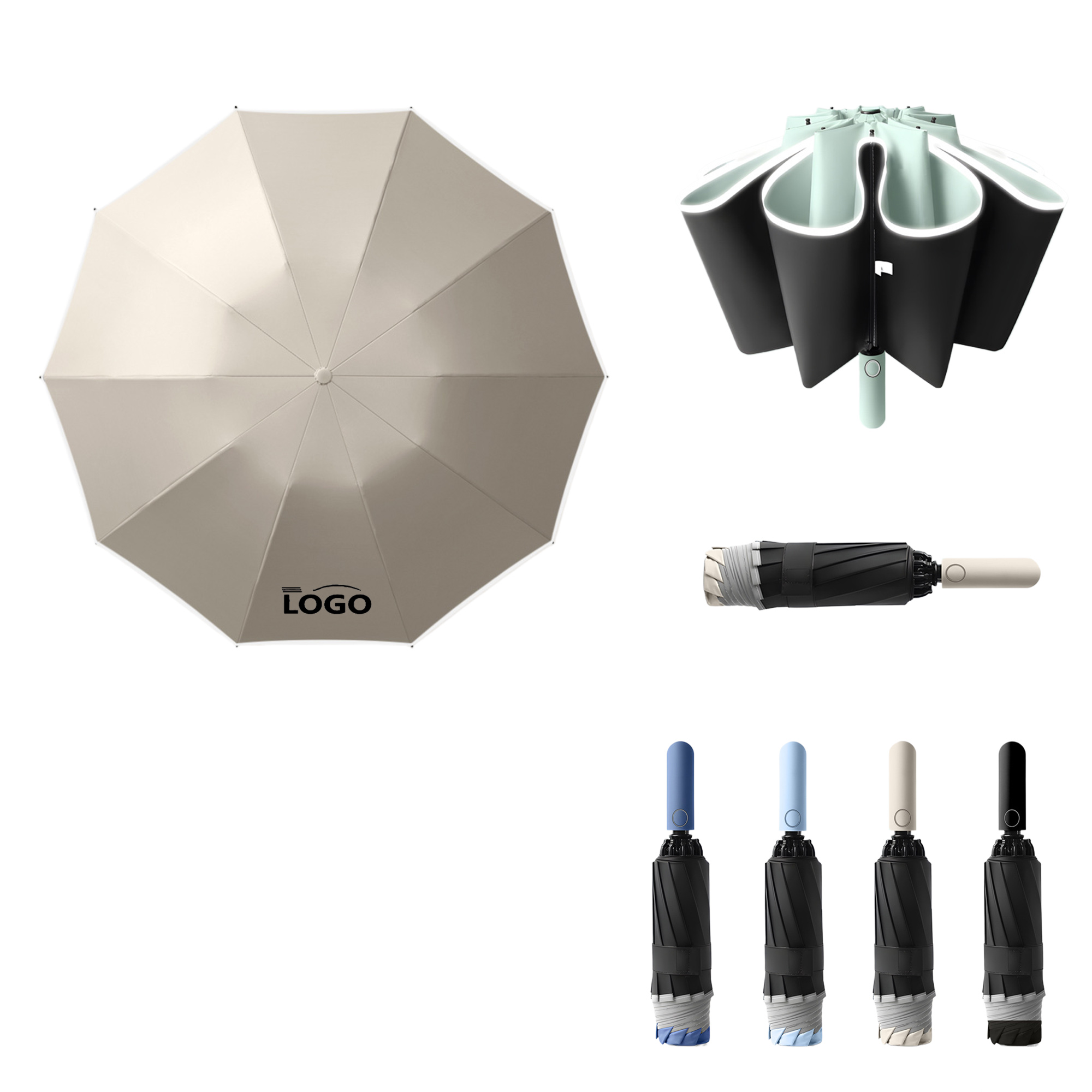8 Rib C Handle Double Layer Inverted Umbrella 7