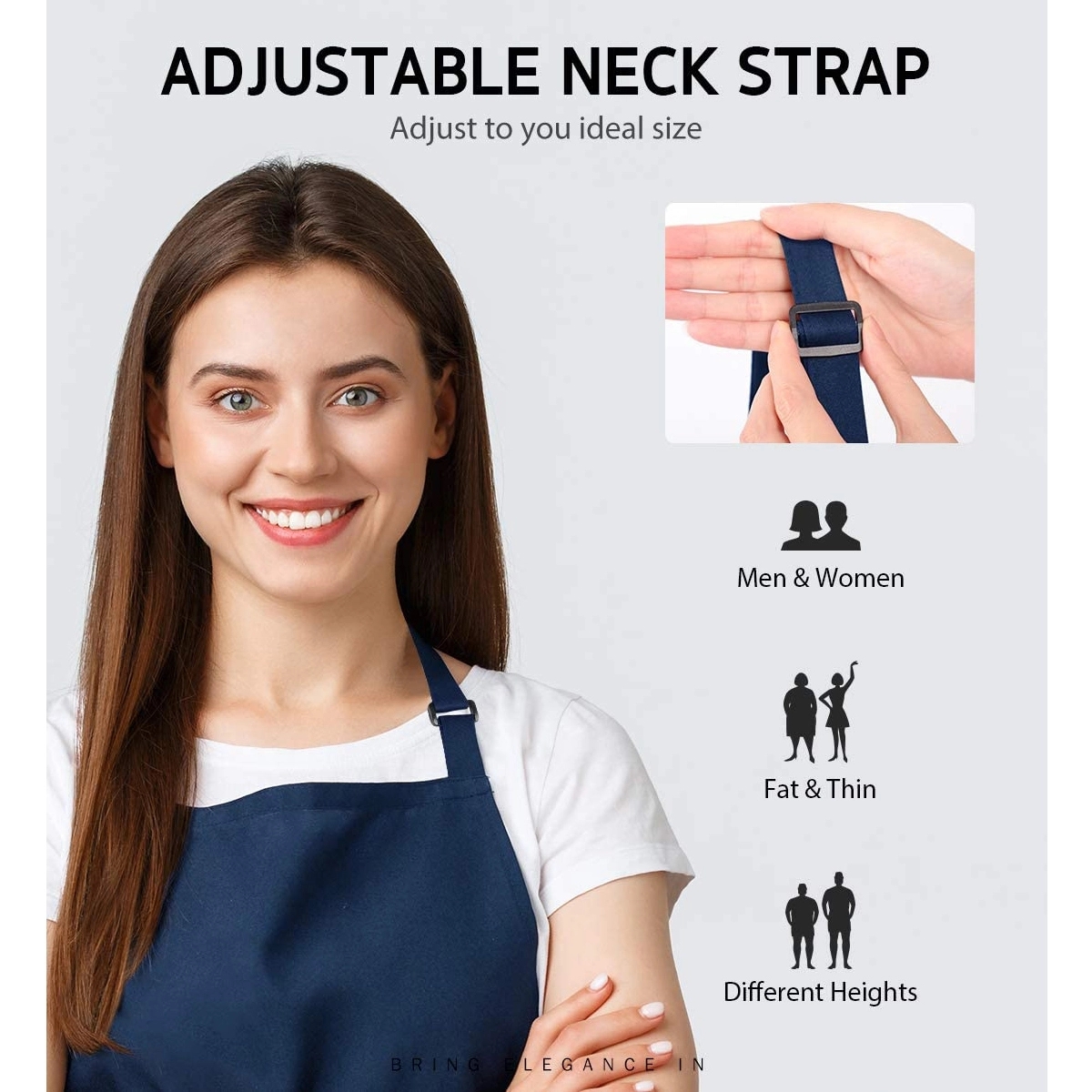 Waterproof Adjustable Bib Apron with 2 Pockets 5