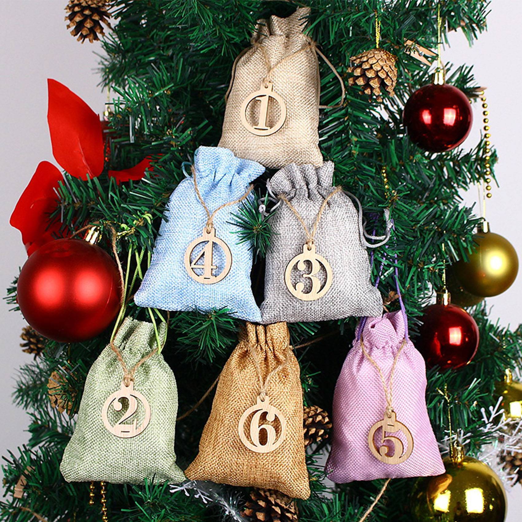 Christmas Advent Calendar Decorations 24 Days Gift Bag 4