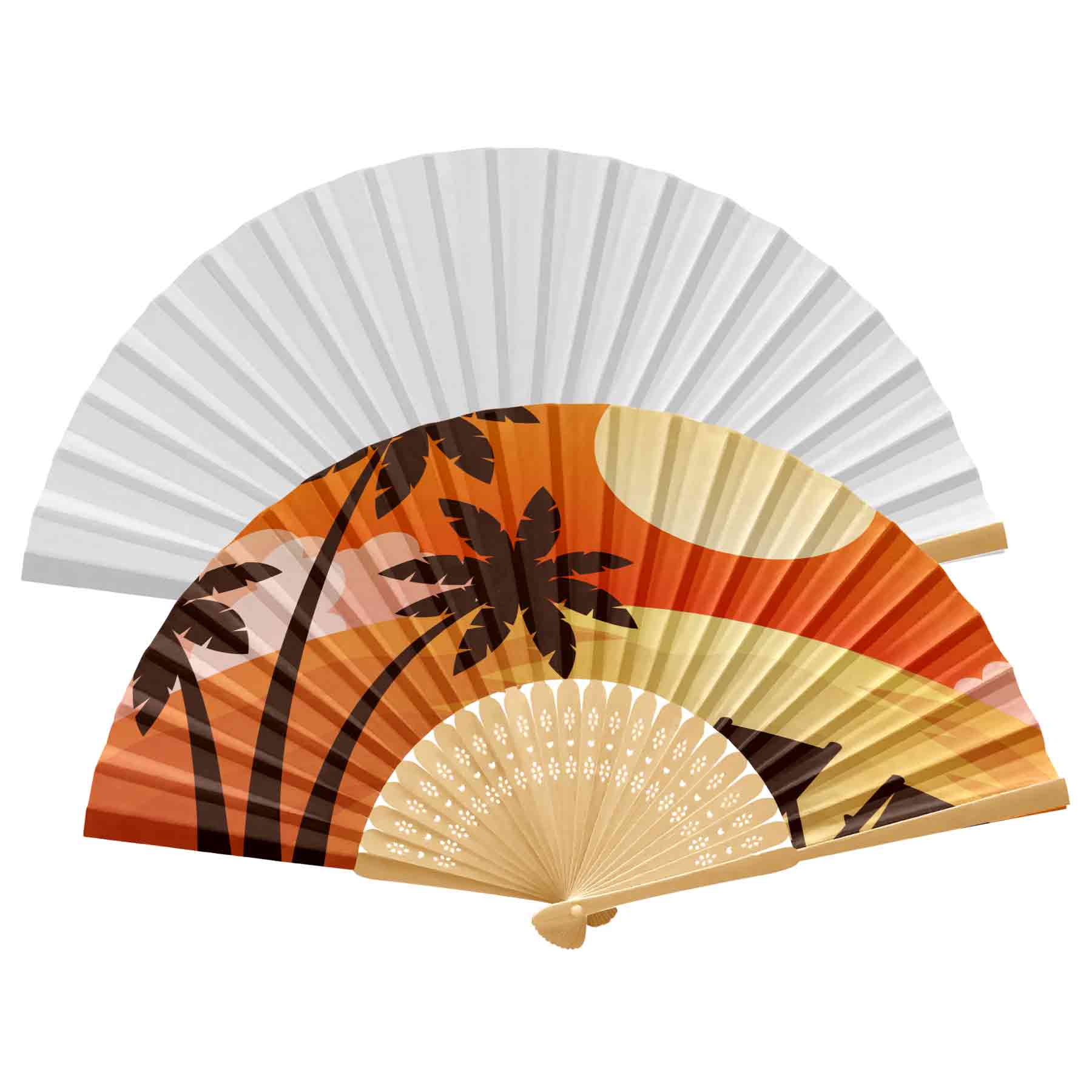 Handheld Foldable Full Color Bamboo Paper Fan 12