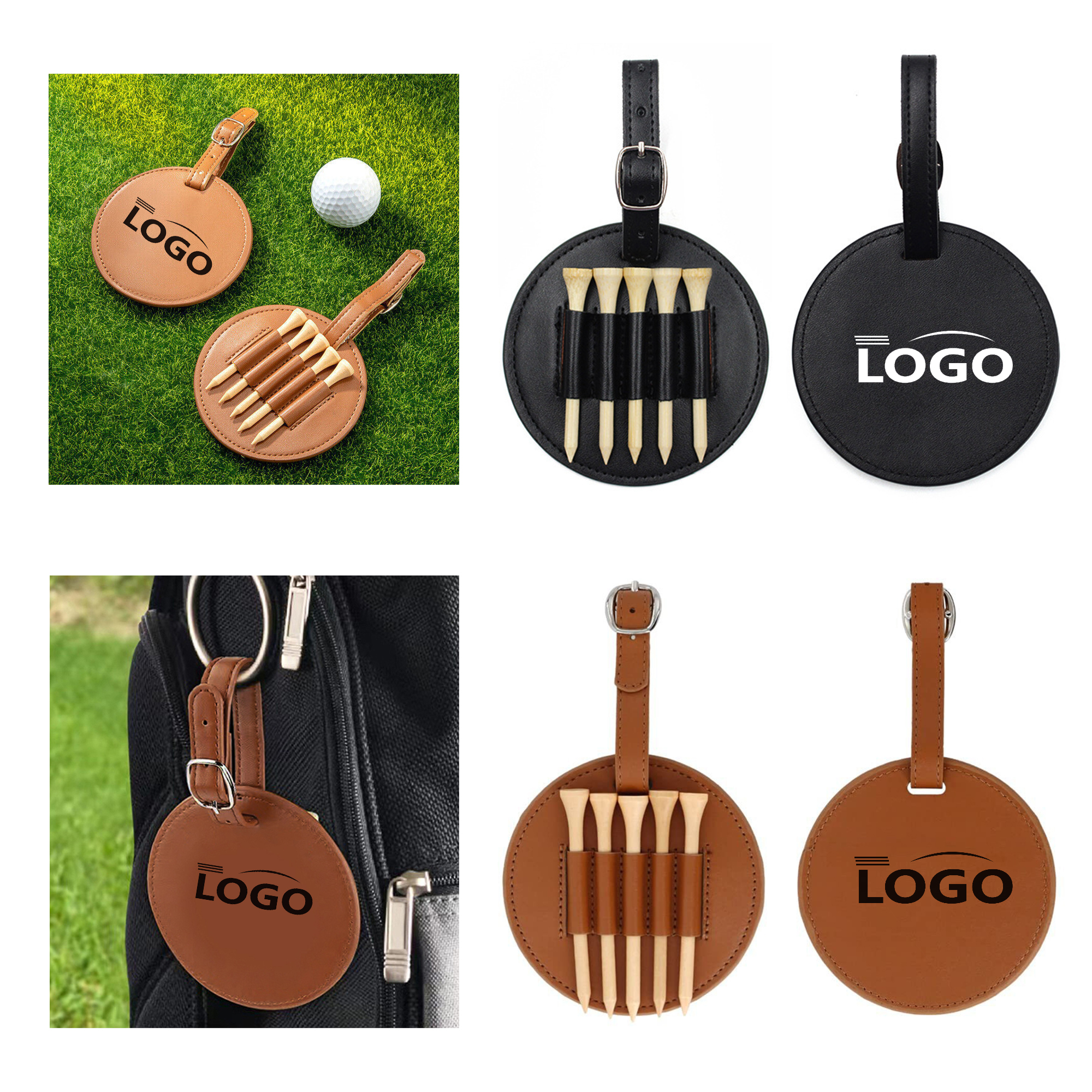 Leather Golf Tee and Ball Stand Set MOQ 50 3