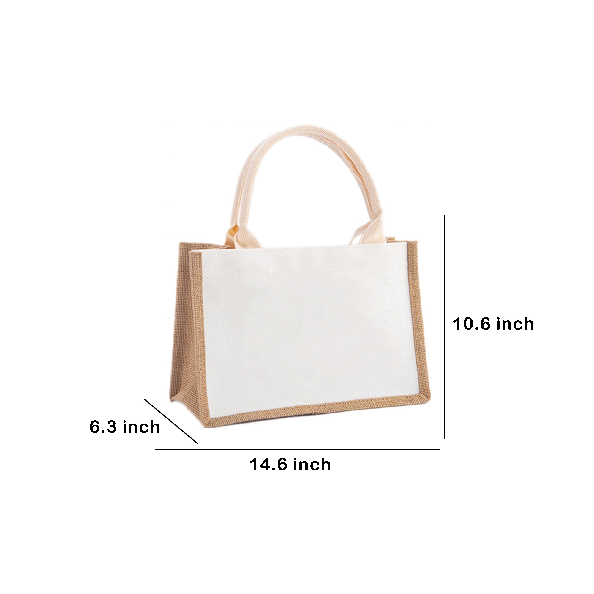 Jute Tote Bag with Canvas Panel, custom tote bag with logo imprint 2