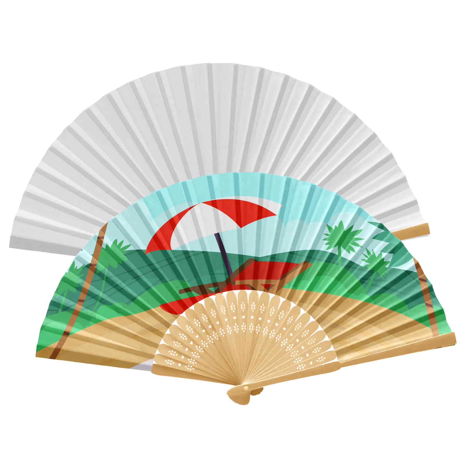 Handheld Foldable Full Color Bamboo Paper Fan 11