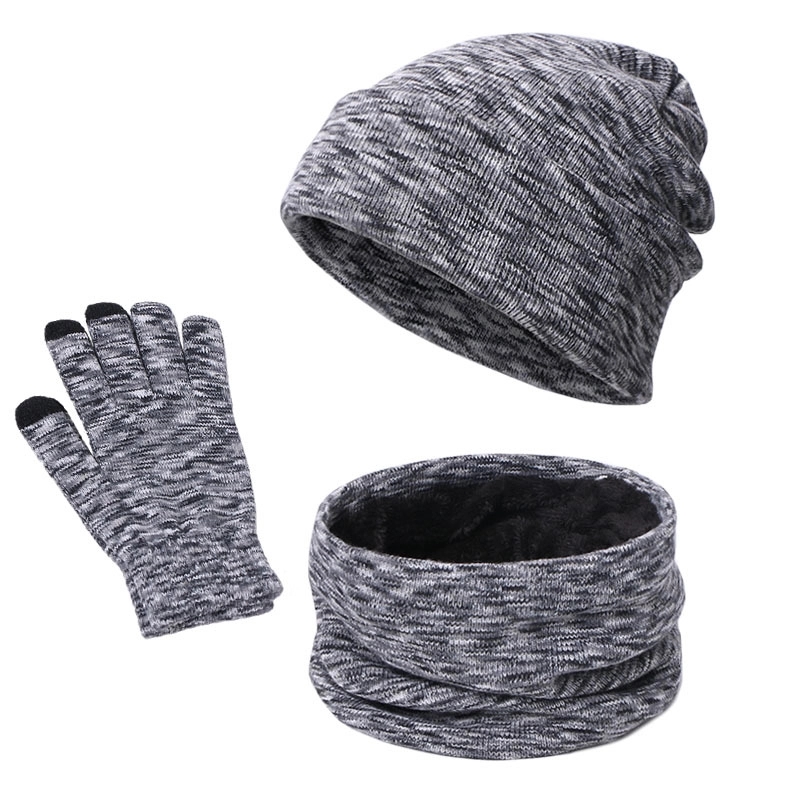 3 Piece Winter Beanie Hat Touchscreen Gloves Scarf Warm Set 5