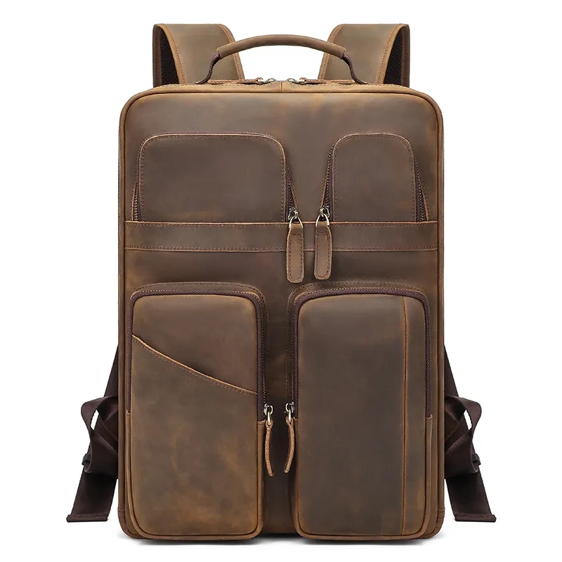 Vintage Genuine Leather 15.6 Inch Laptop Backpack 12