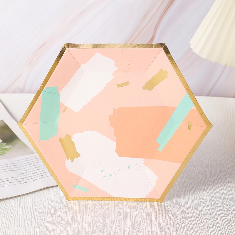 Disposable Party Picnic Salad Dessert Hexagon Paper Plate 10