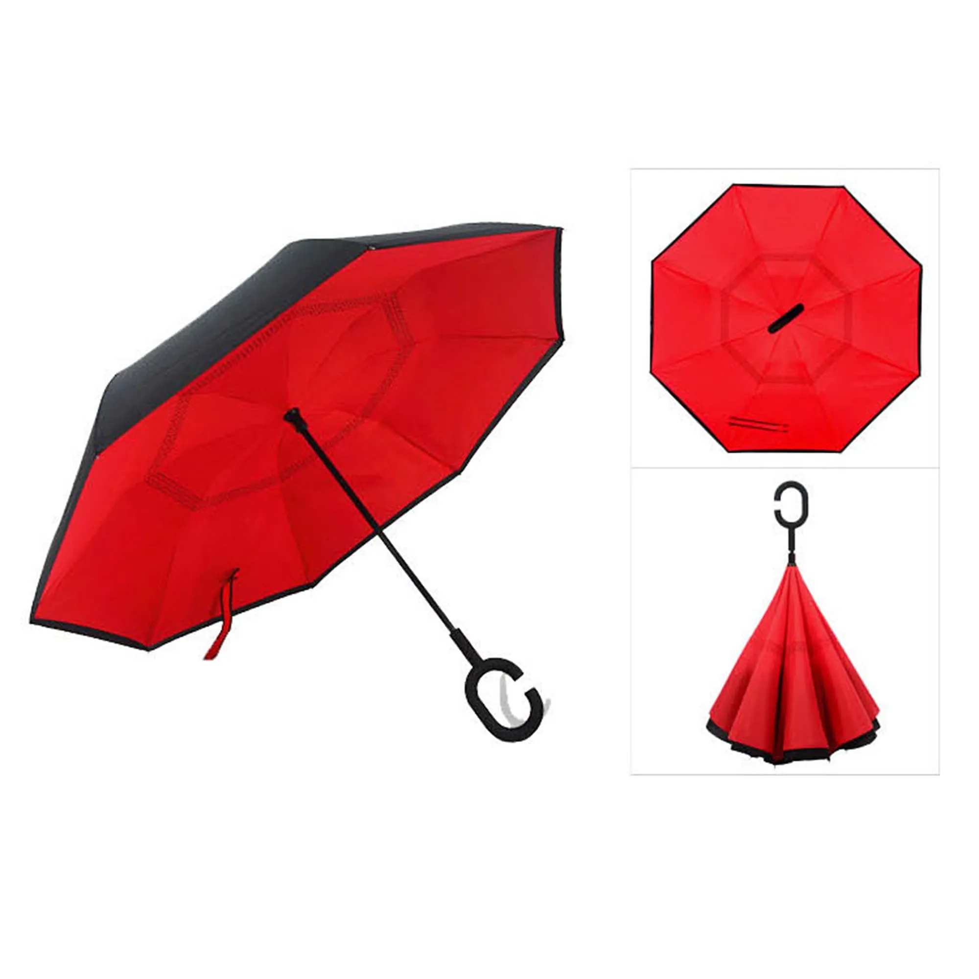 Windproof Double Layer Upside Down Car Rain Umbrella 9