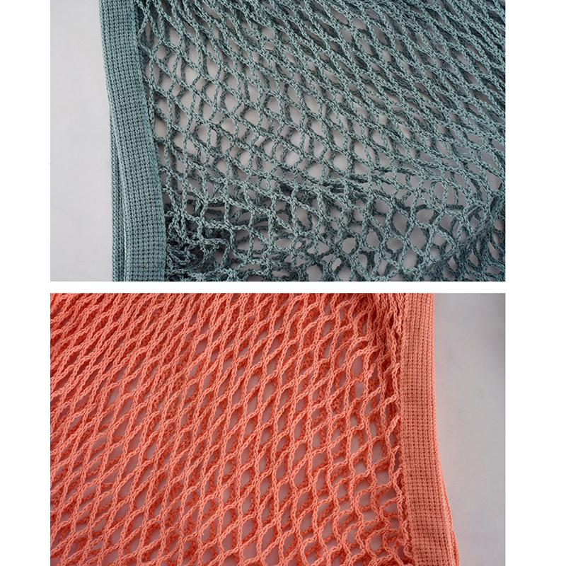 Vegetable Kitchen Cotton Net Bag w/Long Handle String & Pocket 3