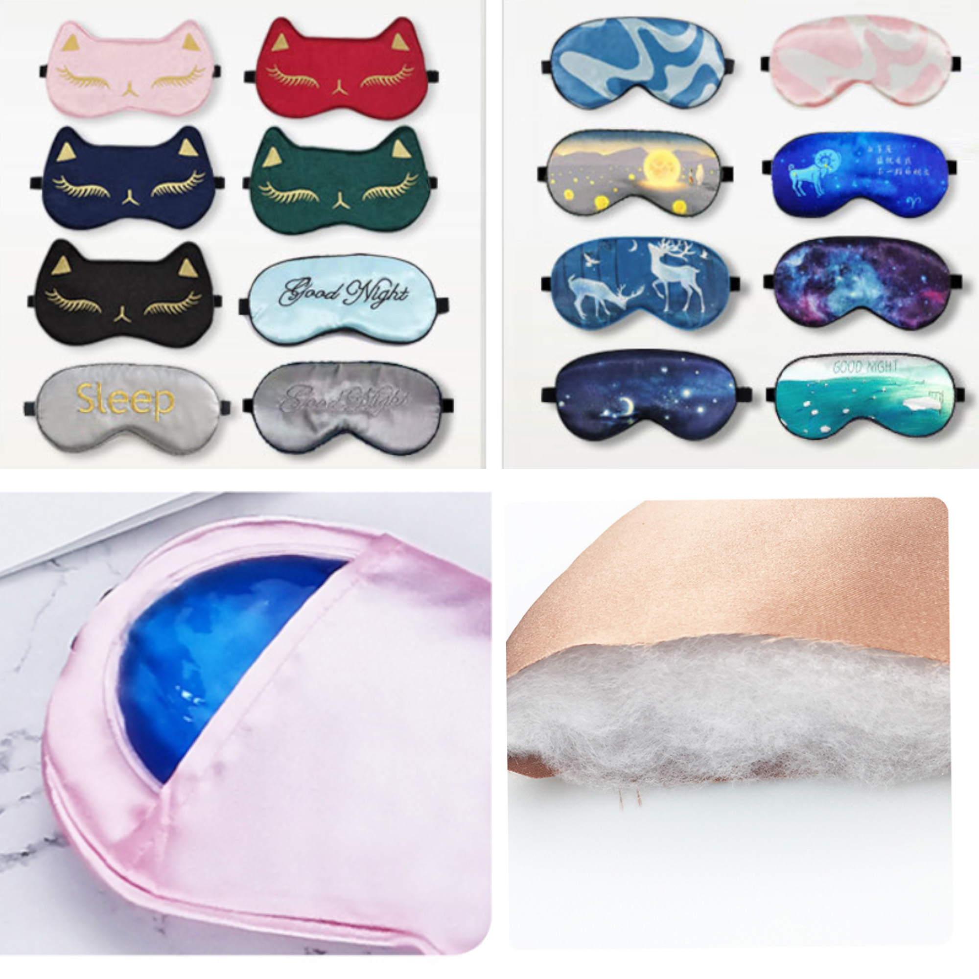 Double sided Simulated Silk Blackout Sleep Eye Mask 7