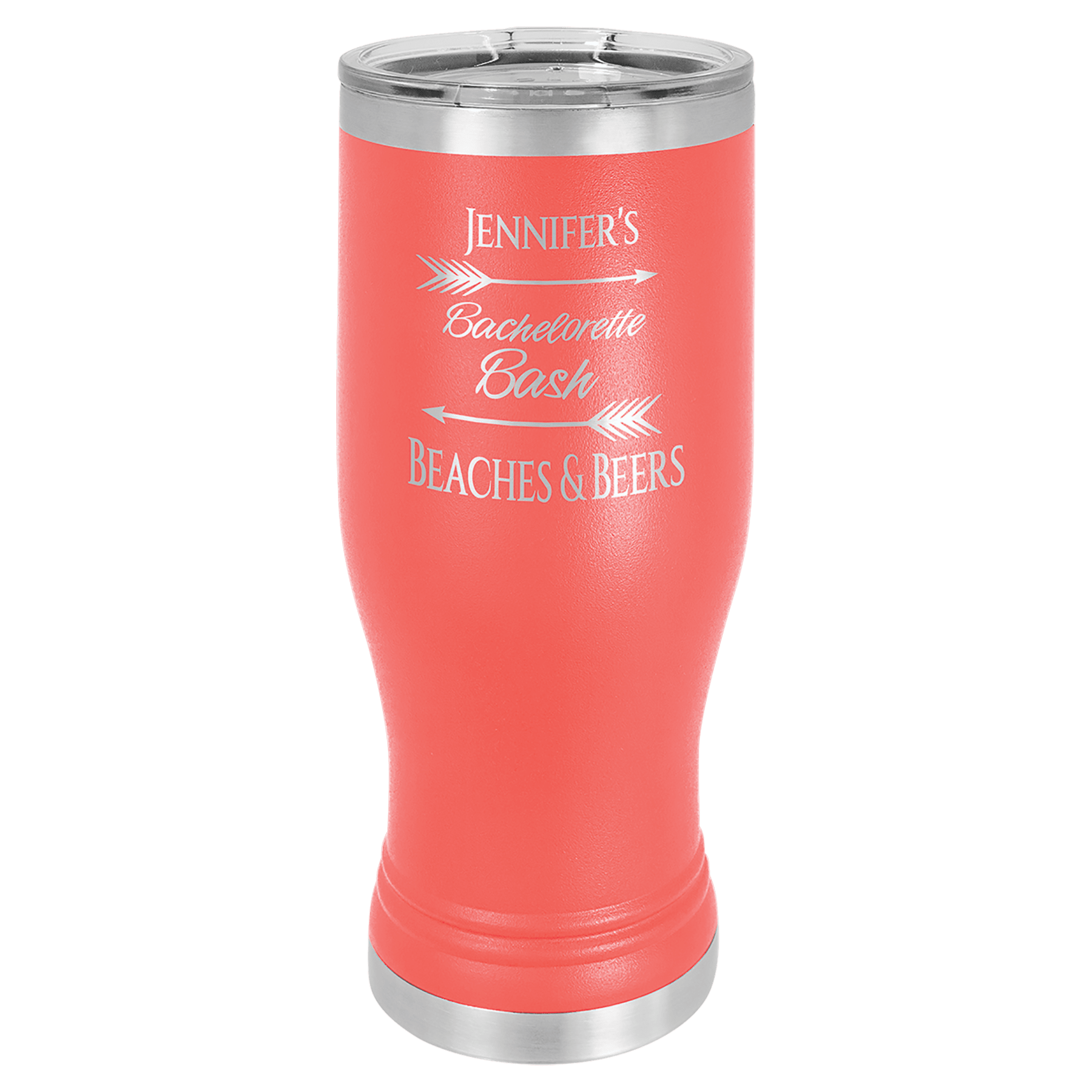 20 oz. Coral Laser Engraved Polar Camel Pilsner Tumbler w/Clear Lid 1